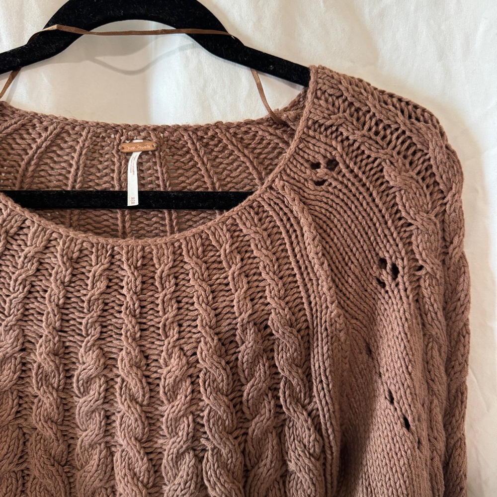 NWOT Free People Sandra Pullover Cable Knit Sweater in Brown - Medium - Picture 7 of 10